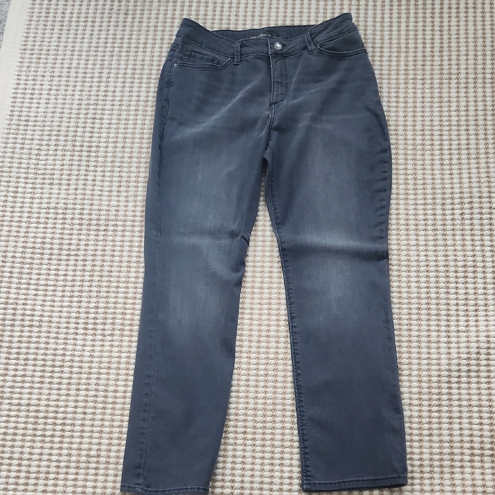 Lee Women's Charcoal Black/grey Bikercore Goth 12 Short Straight Leg Jeans